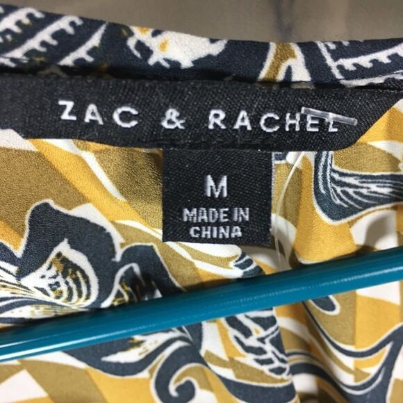 Zac & Rachel Top Size Medium Mustard Yellow Navy - Picture 4 of 8